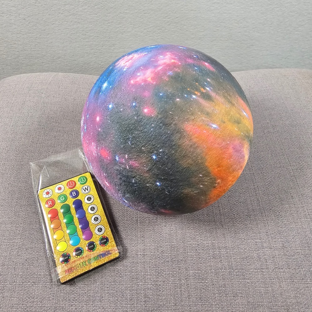 3D Galaxy Lamp 16 Color LED Night Light Remote USB Rechargeable Wood Stand
